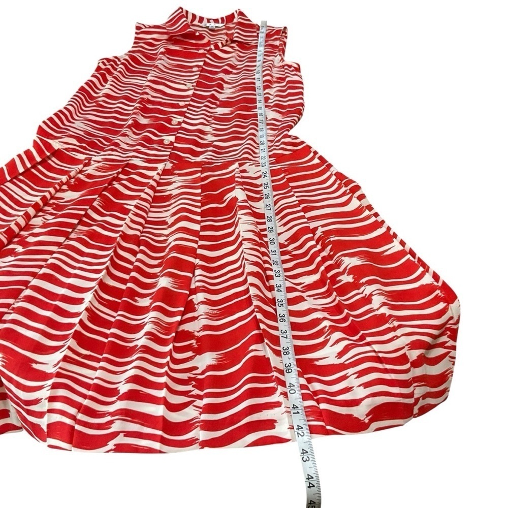 Cabi Red White Brushstroke Sleeveless Button Front Midi Dress Size M - Picture 9 of 11